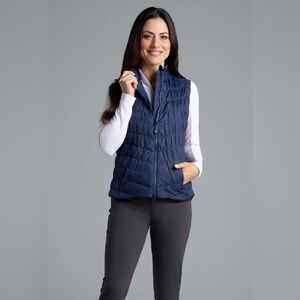 Ibkul Women's Solid Sorona Aura Vest Adjustable Hem Navy XXL
